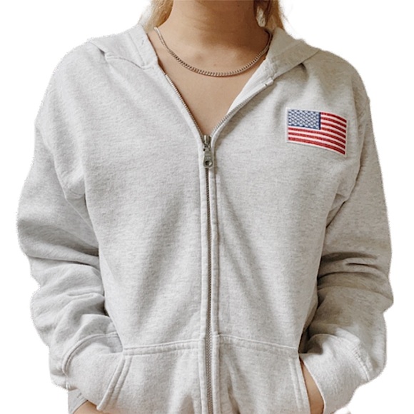 light gray USA zip up hoodie 🇺🇸 - Picture 4 of 5